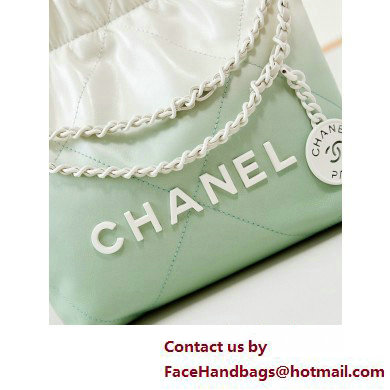 Chanel Patent Gradient Calfskin  &  Lacquered Metal CHANEL 22 Mini Handbag AS3980 White/Light Green 2025